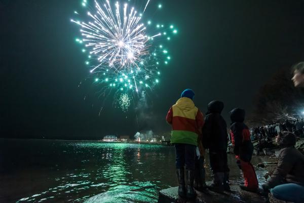 New Year's Eve (NYE) fireworks over the lake