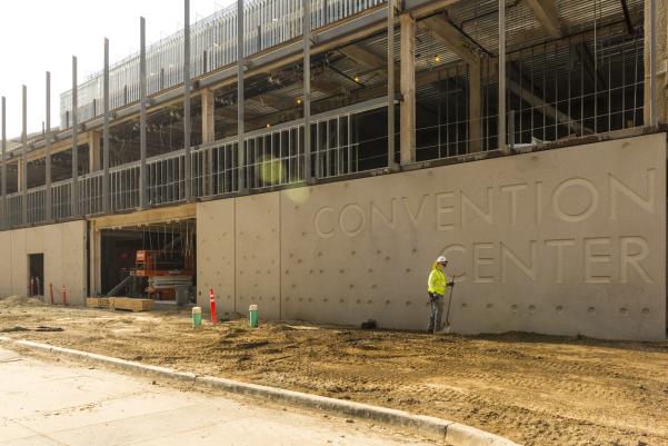 Photo of the SAFE Credit Union Convention Center construction site. Photo taken September 2020.