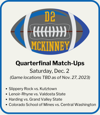 Quarterfinal Match-Up Pairings for NCAA D2 game 2023