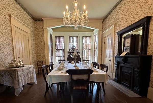 The spacious dining room in The Clayton House, Fort Smith, Arkansas, can seat up to 16 people.