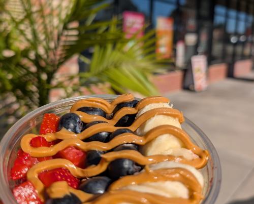 PB Sizzle item shown in front of Smoothie King restaurant.