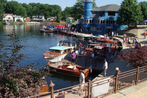 People on boats at the dock