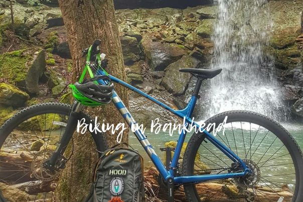 Mountain bike near waterfall in North Alabama