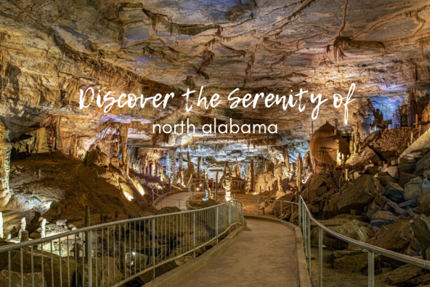 Inside the depths of Cathedral Caverns, lit for all to see.
