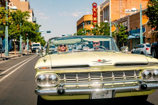 A lowrider drives down Central Avenue in Albuquerque.
