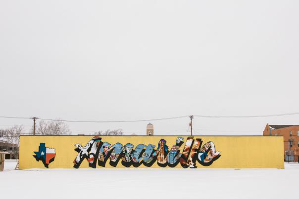 Amarillo Mural with Snow