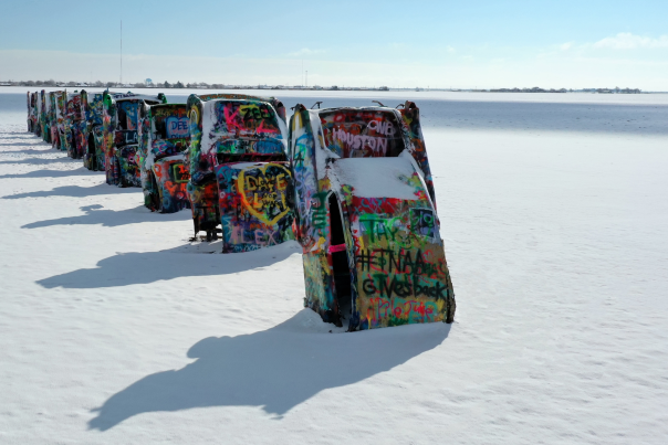 Cadillac Ranch in the snow