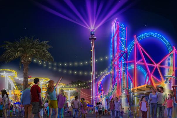Illuminated K-Tower at Knott's Berry Farm