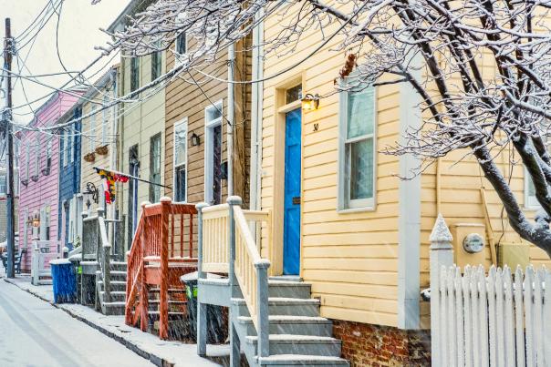 Cornhill street in Annapolis covered with snow