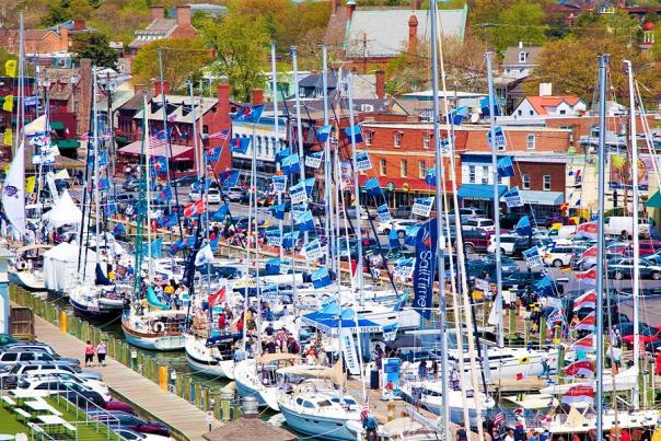 An aerial view on the Annapolis City front during the US Sailboat show.