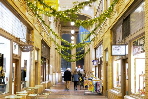 ann arbor during midnight madness in nickels arcade