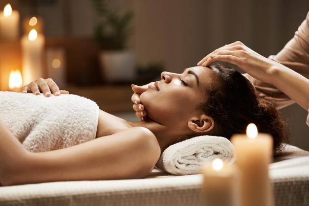 Woman relaxes at spa