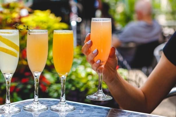four glasses of mimosas at black pearl