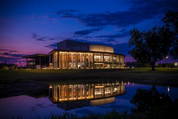 Gogue Performing Arts Center at Night