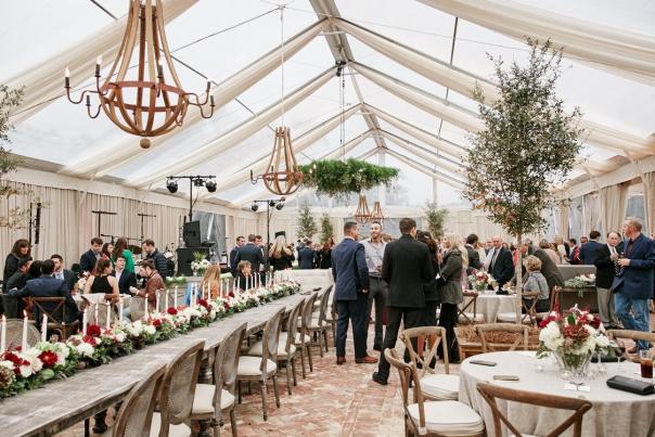 a wedding dinner set up