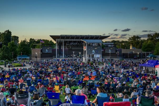 Expanded seating and renovations at RiverEdge Park in Aurora, Illinois