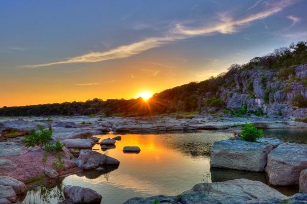 Sunset at Pedernales Falls State Park. Unknown credits and usage.
