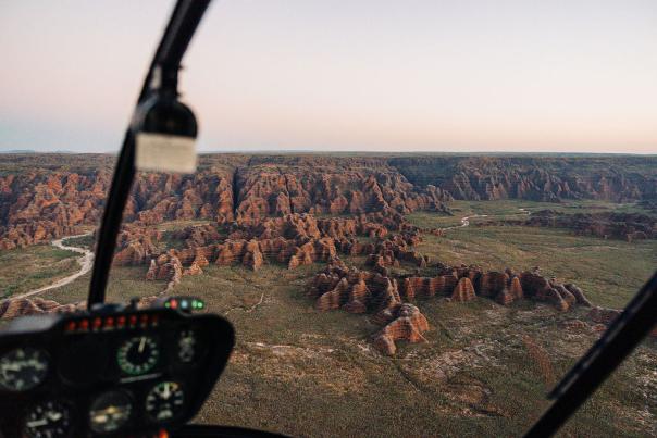 Aerial view of the striped domes of the Bungles in Purnululu National Park, the Kimberley Western Australia