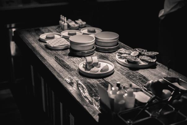 tablescape full of prepared dishes and plates