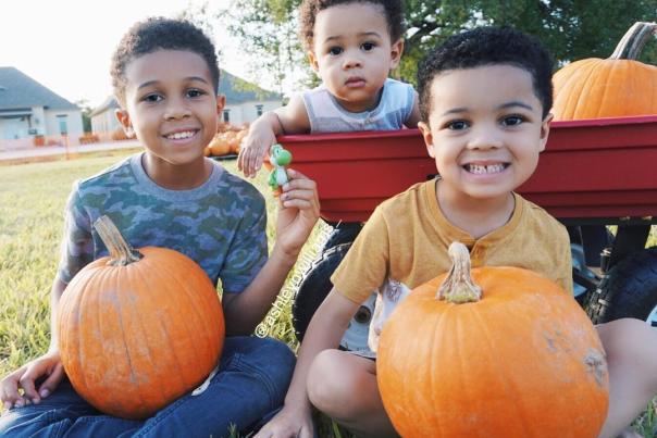 Children at a pumpkin patch