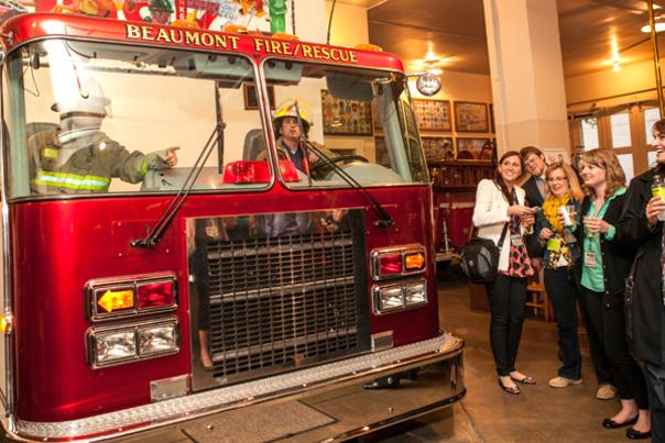 A group explore the Fire Museum of Texas.