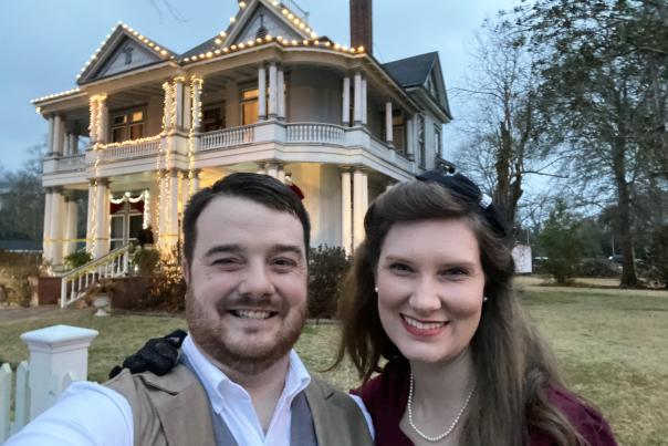 A Couple In Front Of Kirby Hill House In Beaumont, TX