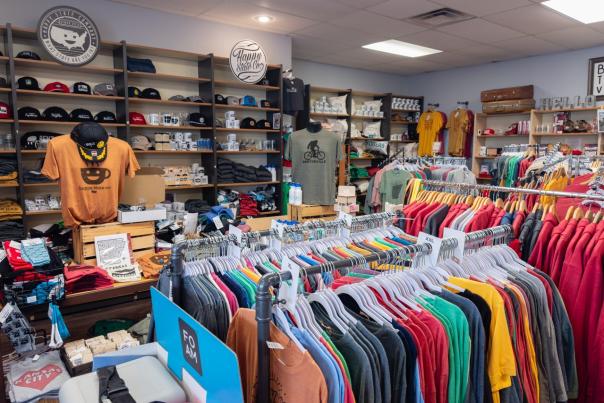 A curated display of unique gifts inside Happy State Co, showcasing a variety of items perfect for holiday shopping and the 2024 gift guide.