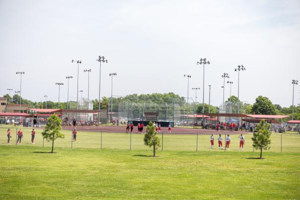 Teams gather for the Top Gun Softball Tournament at a sports complex in Bentonville, Arkansas.