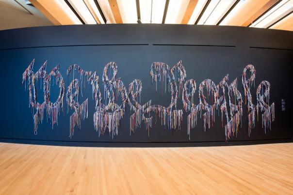 Nari Ward, We the People (black version), 2015, shoelaces.