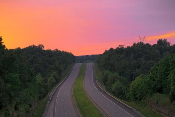 Sunset view of I-165 near Bowling Green, Ky.