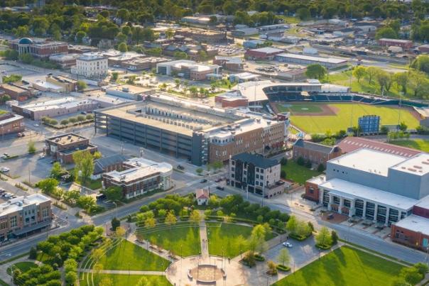 Aerial view of downtown Bowling Green Kentucky