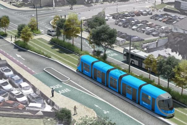 An artist's impression of the new tramway extension connecting East Birmingham to North Solihull
