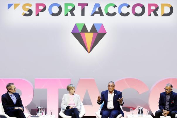 Neil Rami on stage at SportAccord