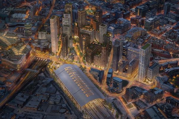 CGI aerial view of new 'Central Heart' development