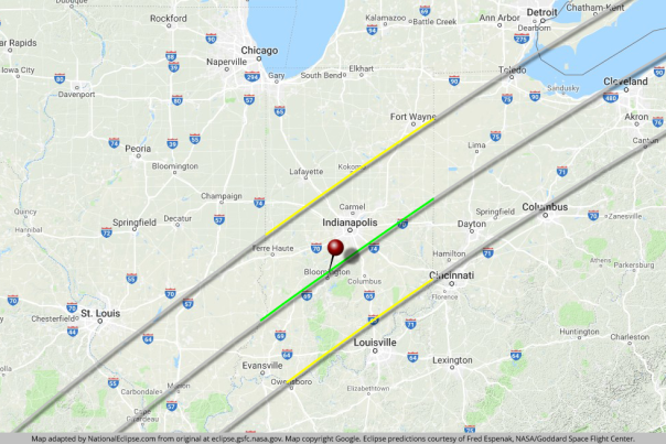 2024 Total Solar Eclipse Map of Totality across the Midwest