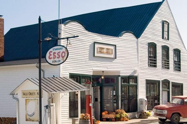 The original Mast General Store in Valle Crucis on a bright day with an old-time