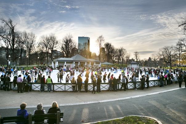 Frog Pond Skating with Sunset