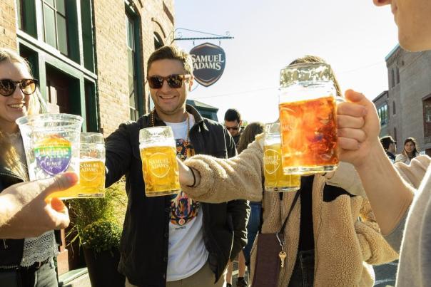 Group of people attending Samuel Adams Oktoberfest