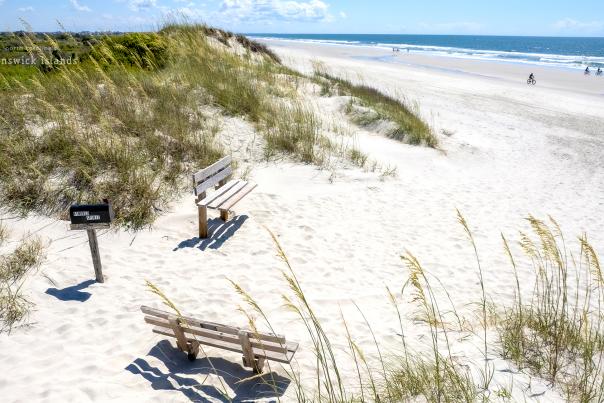 an aerial view of the kindred spirit mailbox in the dunes on bird island, nc