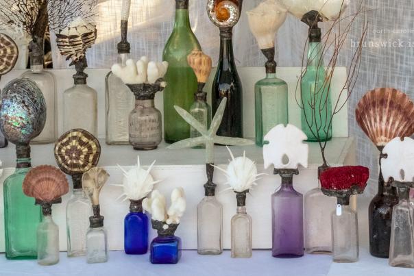 rows of decorative bottles on sale