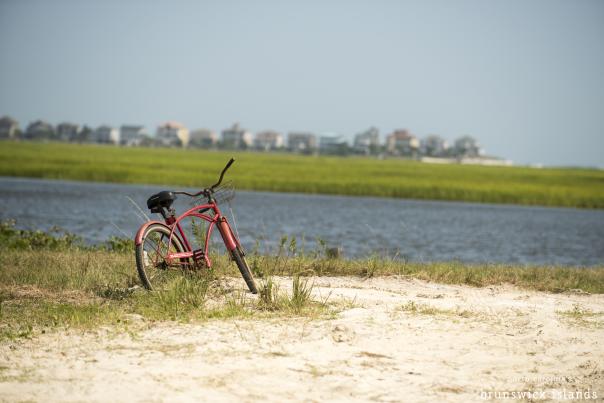 A bike parked beside Sunset Beach Intracoastal Waterway