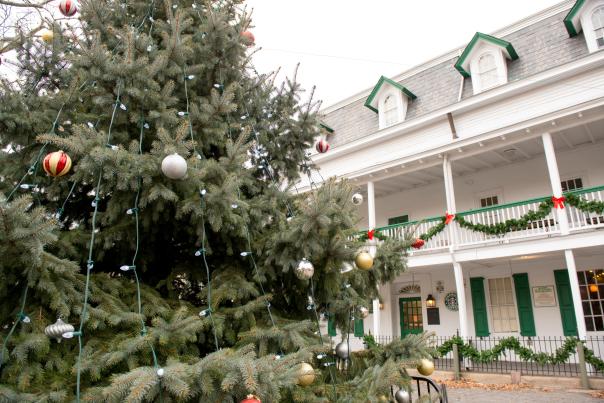 The holidays are a great time to visit Doylestown with outdoor tree decorations and museum activities.