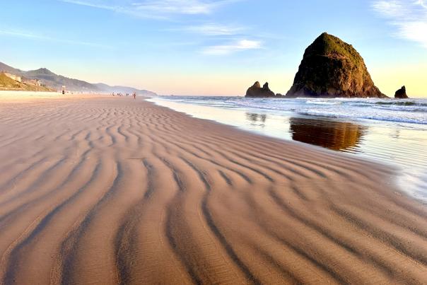 Wavy Sand and Haystack Rock