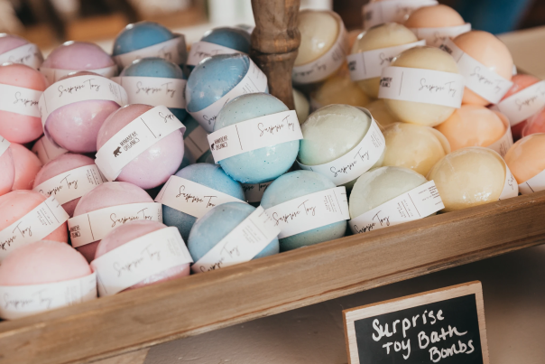 Rainbow colored bathbombs