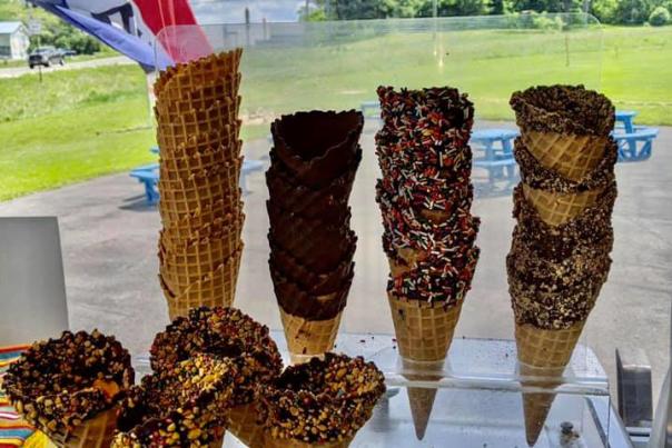Selection of Ice Cream Cones at Reese's Dairy Bar