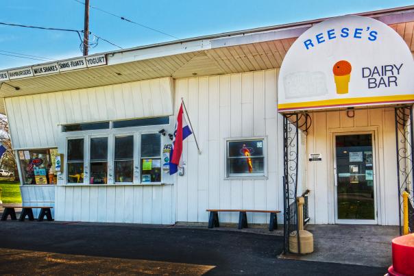Exterior view of Reese's Dairy Bar in Auburn NY - stop by for awesome homemade ice cream