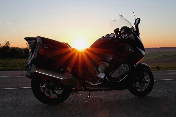Sunset behind a motorcycle