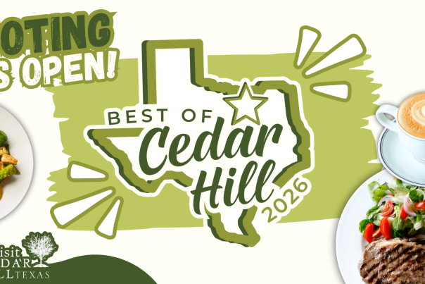 Graphic promoting Best of Cedar Hill 2026 voting with horizontal dimensions.