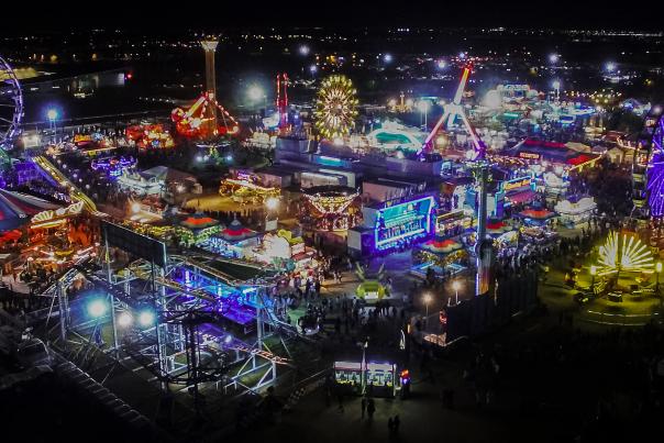 Ostrich Festival - Drone View at Night
