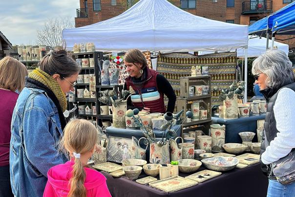 Pottery vendor at Arts on Market in Southern Village